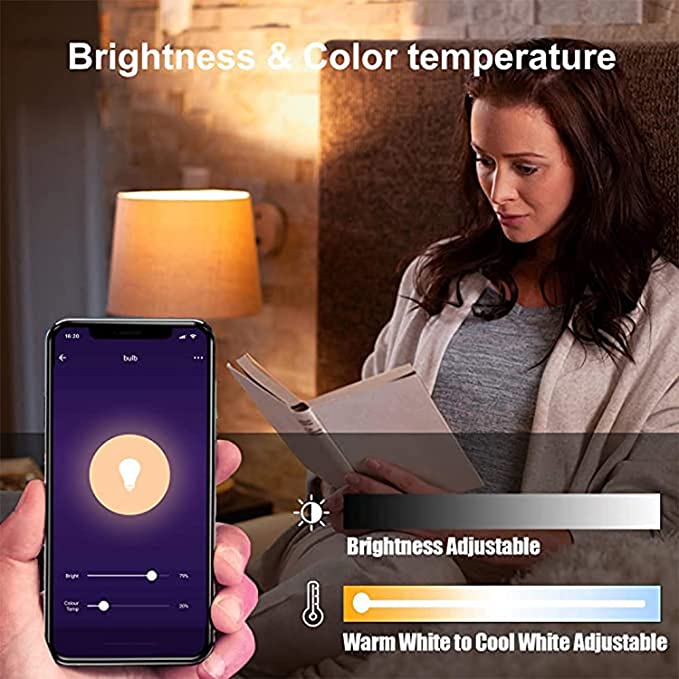 Compatible with Alexa and Google Home RGBCW Wi-Fi LED Bulb A19 60W Equivalent 2 Pack 7W 600LM Dimmable Multicolored Lights No Hub Required WIXANN Smart WiFi Bulb 